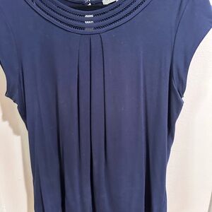 Navy peek a boo top